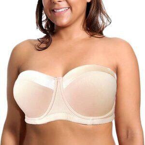 Women Plus Size XXXL Bra Strapless Balconette 2 Tone Shimmer
